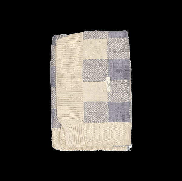 the-gingham-knit-blanket-slate Lovely Littles - Sophia's StyleKnit Blanket-1